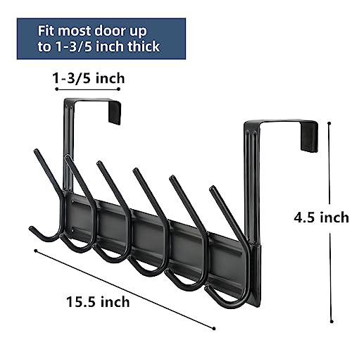 HMRACK 4-Pack Over-The-Door Hooks,Towel Rack Hangers with 6 Hooks for Coats, Bags, Keys - Ideal for Bathroom, Bedroom, Kitchen, and Living Room