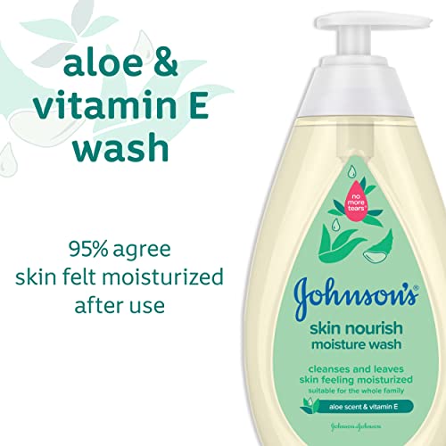 ADD 2 TO YOUR CART! Johnson's Baby Skin Nourishing Moisture Baby Body Wash with Aloe Scent & Vitamin E, Hypoallergenic & Tear Free Bath Wash for The Whole Family, Paraben- & Sulfate-Free, 20.3 fl. oz