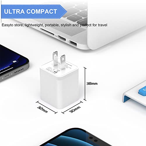 6Pack USB Wall Charger, iGENJUN 2.4A Phone Charger Dual USB Port Cube Power Plug Adapter Fast Wall Charger Block Compatible with iPhone 14/14 Pro/13/13 Pro, Samsung Galaxy, Pixel, LG, Android-White