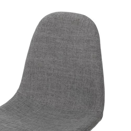 Christopher Knight Home Raina Mid-Century Modern Fabric Dining Chairs with Wood Finished Metal Legs, 2-Pcs Set, Light Grey / Dark Brown