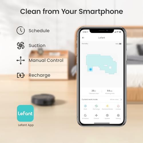 Lefant Robot Vacuum Cleaner with 2200Pa Powerful Suction,120 Mins,Tangle-Free,WiFi/Alexa/APP/Bluetooth,Schedule Cleaning,Slim Self-Charging Robotic Vacuum Cleaner for Home,Pet Hair,Hard Floors
