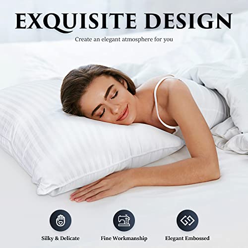 COZSINOOR Bed Pillows for Sleeping Queen Size Set of 2, Hotel Quality Cooling Down Alternative Microfiber Filled for Back Stomach Side Sleepers for Adults Neck Support Pillow Breathable Skin-Friendly