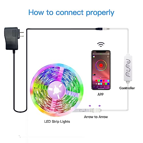 FONEWE LED Lights for Bedroom 50FT Music Sync LED Light Strips Color Changing LED Strip Lights with APP Control