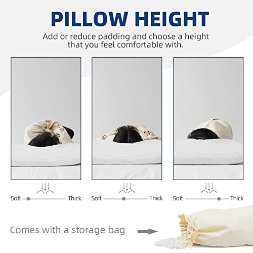 Hoperay Bed Neck Pillows for Sleeping - Bedding Shredded Memory Foam Firm Pillow - Support Side Sleeper Pillow - Adjustable Loft Washable Removable with Pillowcase