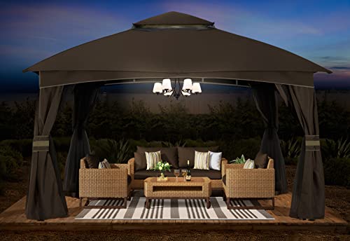 ABCCANOPY 10x10 Outdoor Gazebo - Patio Gazebo with Mosquito Netting, Outdoor Canopies for Shade and Rain for Lawn, Garden, Backyard & Deck (Brown)
