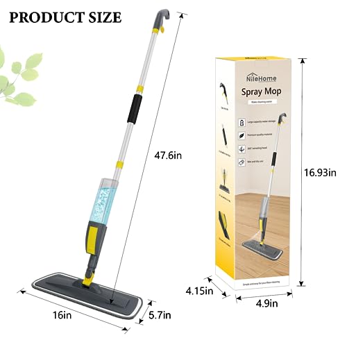 NileHome Mops for Floor Cleaning, Microfiber Spray Mop with 400ml Refillable Bottle and 2 Replacement Pads Dry Wet Floor Mop for Household or Commercial Use Dust Mop for Hardwood Laminate Tile Ceramic