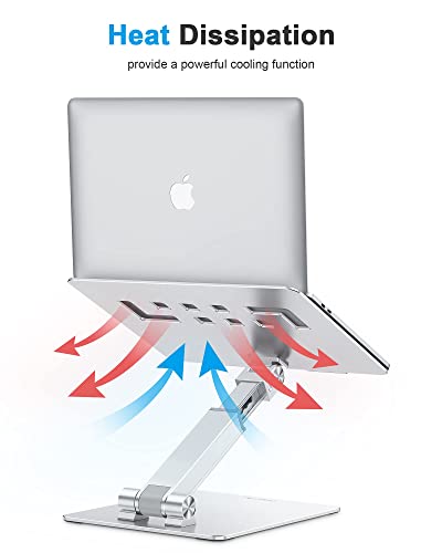OMOTON Adjustable Laptop Stand for Desk, Ergonomic Computer Stand, Portable Laptop Riser for Standing Height up to 20" Compatible with MacBook Air/Pro, Dell and All Laptops 10-17 inch, Silver