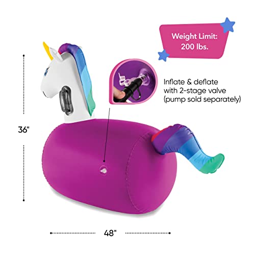 Hearthsong Hop 'n Go Inflatable Bouncing Ride-On, Set of 2, 48" L x 20" W x 36" H, Set of 2, Outdoor Play, Ages 5 and Up, Unicorns