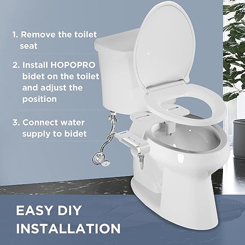 Bidet Attachment for Toilet, Non-Electric Bidet Ultra-Slim Dual Nozzle (Feminine/Rear Wash), Fresh Cold Water Sprayer Bidets for Existing Toilets with Adjustable Pressure Control Easy to Install
