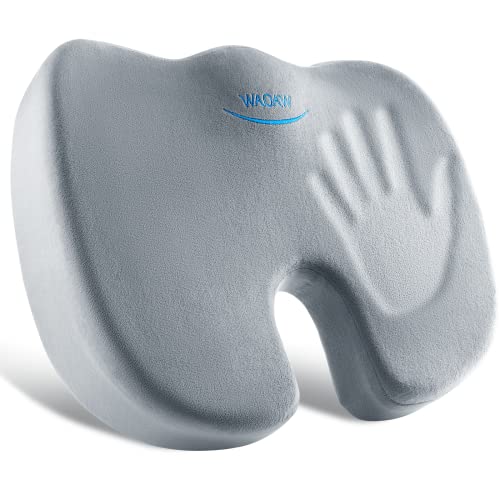 WAOAW Car Seat Cushion, Office Chair Cushions Butt Pillow for Long Sitting, Memory Foam Chair Pad for Back, Coccyx, Tailbone Pain Relief (Grey)