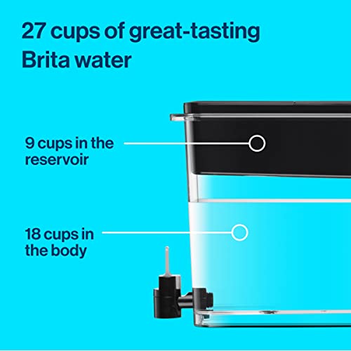 Brita XL Water Filter Dispenser for Tap and Drinking Water with 1 Standard Filter, Lasts 2 Months 27-Cup Capacity, BPA Free, Black