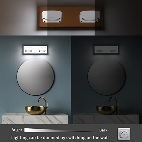 Joosenhouse 2-Light Bathroom Vanity Light 13.4" Inch Long 12W Dimmable Chrome Bathroom Light Fixtures Adjustable LED Lights for Bathroom 6000k Color 110V AC