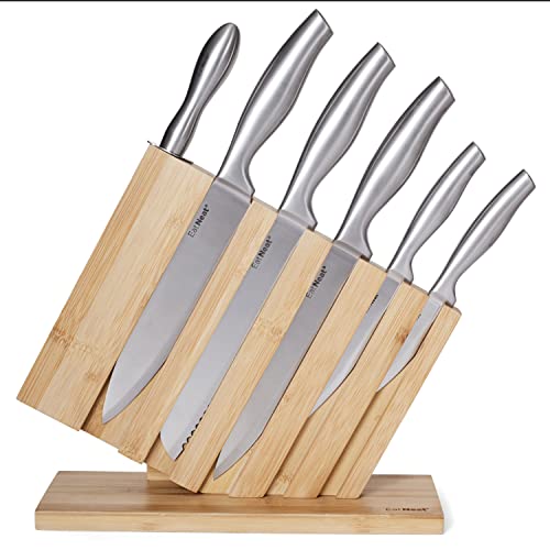 EatNeat Kitchen Knife Block Set - 8 Piece Stainless Steel Chef Knife Set with Bamboo Knife Block, Bamboo Cutting Board, Knife Sharpener, Kitchen Essentials, Knife Sets for Kitchen With Block