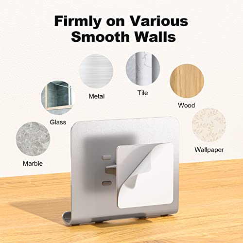 NA Wall Mount Phone Holder Adjustable Shower iPad Holder with 2Pcs Metal Adhesive Sticker, Aluminum Shower Phone Holder Compatible with Universal Cell Phone Tablet for Bathroom Kitchen Office Dorm