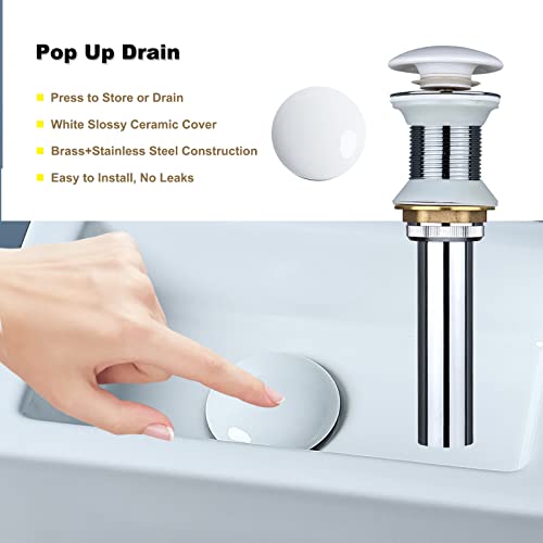 bathivy 15"x7.5" Wall Mount Corner Bathroom Sink with Pop-up Drain & Installation Kits, Rectangular White Ceramic Vessel Sink, Wall Hung Mini Floating Sink, Small Corner Sink for Bathrooms (Left Hand)