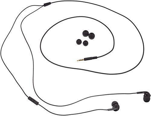 Amazon Basics In-Ear Wired Headphones, Earbuds with Microphone No Wireless Technology, Black