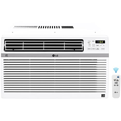 LG 10,000 BTU Smart Window Air Conditioner, Cools up to 450 Sq. Ft, Smartphone and Voice Control Works ThinQ, Amazon Alexa and Hey Google, Energy Star, 3 Cool & Fan Speeds, 115V, White