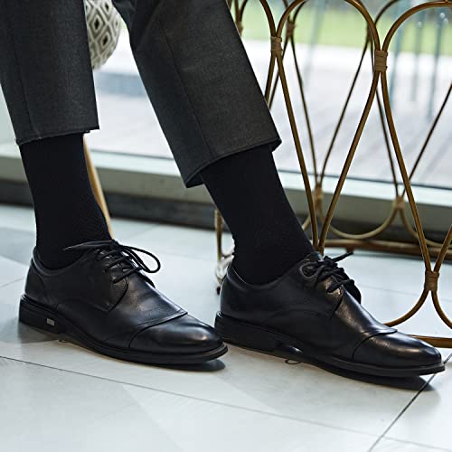MissShorthair 6 Pairs Men's Bamboo Dress Socks,Moisture Wicking Durable Mens Socks,Soft Breathable Bamboo Socks for Men,Navy/Gray/Black