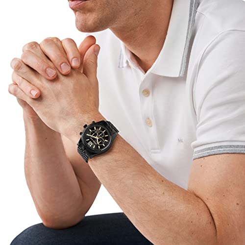 Michael Kors Men's Lexington Stainless Steel Analog-Quartz Watch with Stainless-Steel Strap, Black, 22 (Model: MK8603)