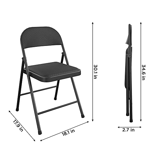 CoscoProducts COSCO SmartFold® Fabric Folding Chair, 4-Pack, Black