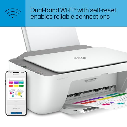 HP DeskJet 2755e Wireless Color inkjet-printer, Print, scan, copy, Easy setup, Mobile printing, Best-for home, Instant Ink with HP+,white