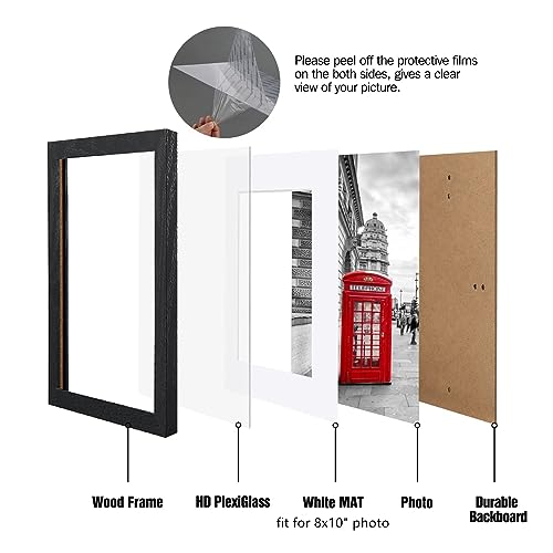 BAIJIALI 5x7 Picture Frame Black Wood Pattern with HD Plexiglass,Display Pictures 4x6 with Mat or 5x7 Without Mat, Horizontal and Vertical Formats for Wall and Table Mounting,2 Packs