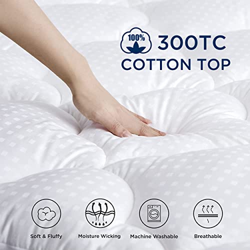 Bedsure Mattress Pad Twin Size - Soft Cotton Mattress Cover, Quilted Fitted Mattress Topper with Deep Pocket Fits 8-21 Inch Mattress, Breathable Pillow Top, White
