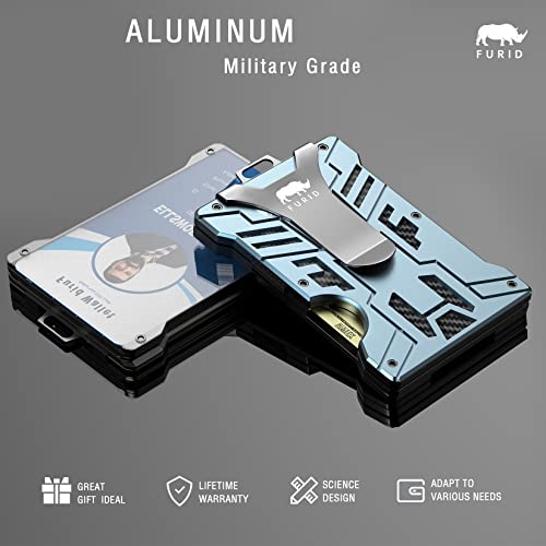 Wallet for Men Slim-Minimalist-Aluminum-Metal-Wallet with 1 Clear Window ID Badge Holder, RFID Blocking Wallet with Money Clip, Credit Card Holder Tactical Wallet