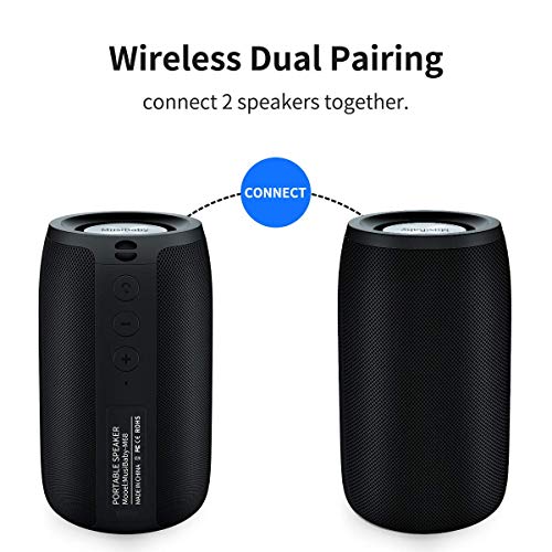 Bluetooth Speakers,MusiBaby Speaker,Outdoor,Wireless,Waterproof, Portable Speaker,Dual Pairing, Bluetooth 5.0,Loud Stereo,Booming Bass,1500 Mins Playtime for Home,Party,Gifts(Black)