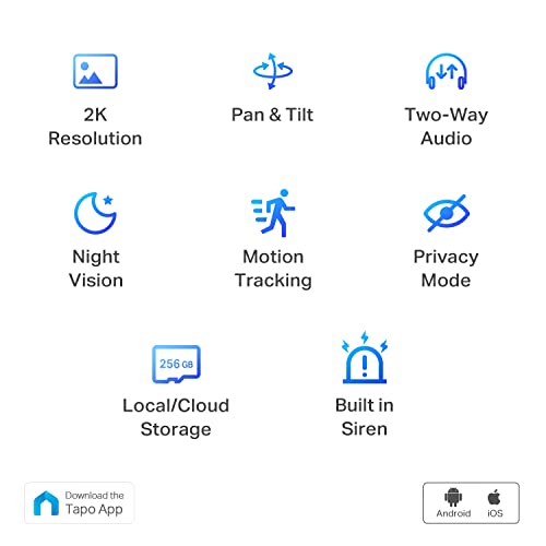 TP-Link Tapo 2K Pan/Tilt Security Camera for Baby Monitor, Dog Camera w/ Motion Detection and Tracking, 2-Way Audio, Night Vision, Cloud &SD Card Storage, Works w/ Alexa & Google Home (Tapo C210)