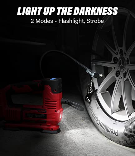 AVID POWER Tire Inflator Portable Air Compressor, 20V Cordless Car Tire Pump w/Rechargeable Li-ion Battery, 12V Car Power Adapter, Digital Pressure Gauge, 150PSI Tire Compressor for Many Inflatables