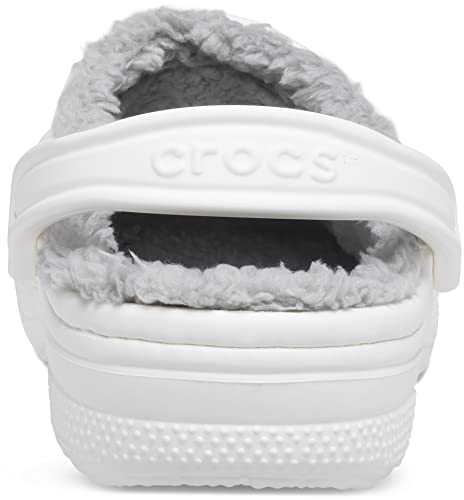 Crocs Unisex-Adult Ralen Lined Clogs | Fuzzy Slippers, White/Light Grey, 12 Women / 10 Men