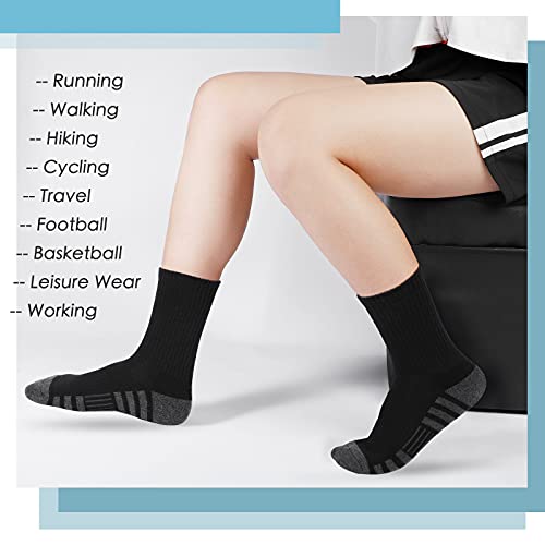 Airacker Athletic Socks Sport Running Calf Socks Performance Cushioned Breathable Crew Socks for Men Women(6 Pairs)