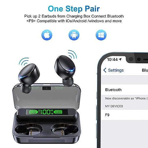 BMHOLU Wireless Earbuds with Large Charging Case and Phone Charging Function, IPX5 Waterproof, Hi-Fi Stereo Sound, Touch Control, for iOS/Android - Perfect for Active Lifestyle