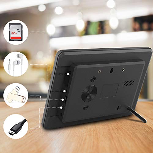 Digital Photo Frame with IPS Screen - Digital Picture Frame with 1080P Video, Music, Photo, Auto Rotate, Slide Show, Remote Control, Calendar, Time,1280x800, 16:9 (7 Inch Black)