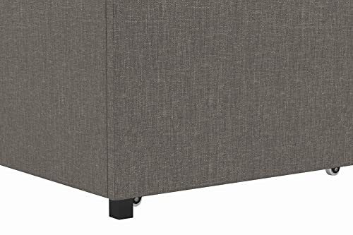 DHP Maven Upholstered Platform Bed for Raised Mattress Support with Underbed Storage Drawers, No Box Spring Needed, Queen, Gray Linen