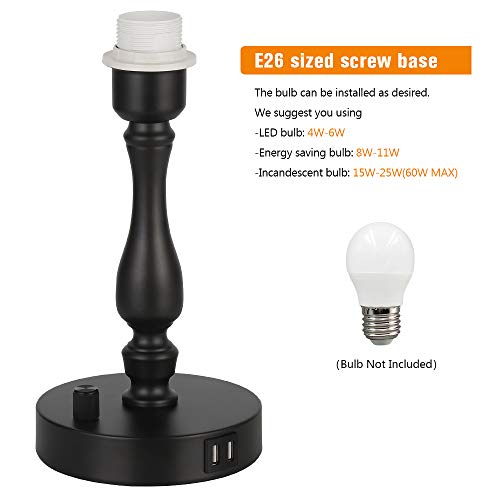 JS NOVA JUNS Set of 2 Table Lamps with 2 USB Charging Ports, Modern Bedside Nightstand Lamps for Bedroom Living Room Office College Dorm, Grey