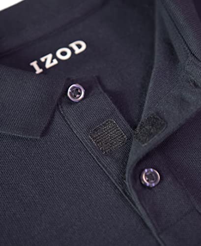 IZOD Boys' School Uniform Adaptive Short Sleeve Polo Shirt, Velcro Closure & Faux Buttons, Comfortable Pique Fabric, White, 4-5