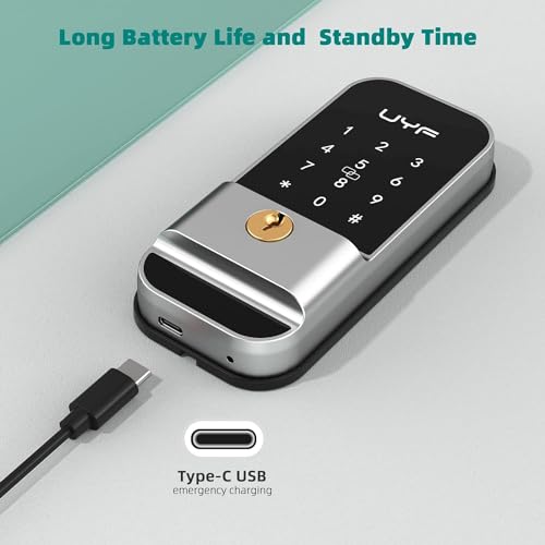 Keyless Entry Smart Door Lock with Handle Set,Front Door Keypad Lock,Electronic Deadbolt Door Lock,Auto Lock&Easy Installation,Digital Keypad Door Lock for Home Hotel Bedroom,Silver