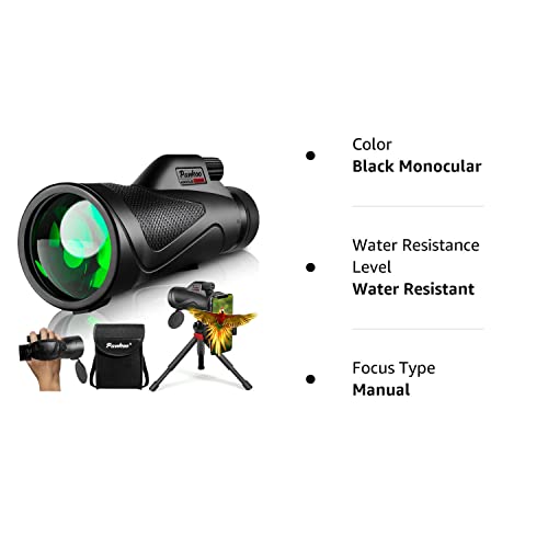 Pankoo 12x60 Monocular Telescope High Powered with Smartphone Adapter Tripod and Portable Bag, Larger Vision Monoculars for Adults with BAK4 Prism & FMC Lens, Suitable for Bird Watching Hiking Travel