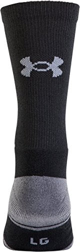 Under Armour Adult Resistor 3.0 Crew Socks, Multipairs , Black/Graphite (6-Pairs) , X-Large