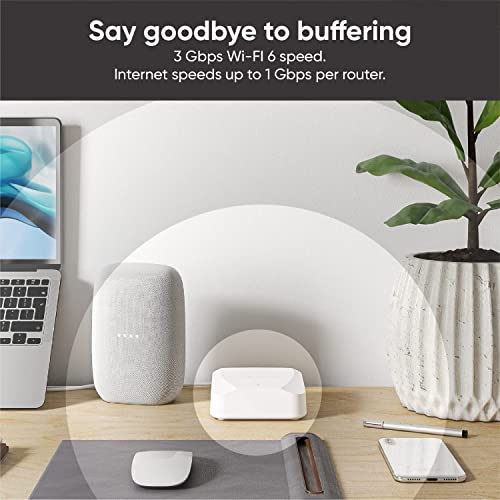 Wyze AX3000 Dual-Band Wi-Fi 6 Mesh Router System, Covers up to 3000 Sq. Ft, 100+ Devices, Replaces Router and Extender, Supports Wired Backhaul, 2x 1 Gbps Ports per router - 2 Pack