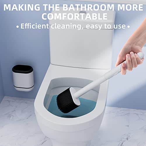 Toilet Brush, 2 Pack Toilet Bowl Brush and Holder Set, Silicone Toilet Bowl Brush with Handle, Bathroom Accessories Toilet Bowl Cleaners with Silicone Bristles, Toilet Cleaner Brush for Deep Cleaning