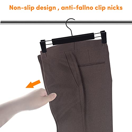 DEDU Pants Hangers with Clips Black 24 Pack, Skirt Hangers for Women Plastic Adjustable, Short Hangers for Closet Non Slip 360 ° Swivel Hooks