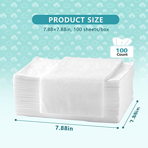 HOMEXCEL Makeup Remover Wipes, Disposable Face Towels 6 Pack, Facial Wash Cloths, Unscented Facial Tissues 100% Biodegradable, Dry and Wet Use for Baby Adult Sensitive Skin(600 Count)