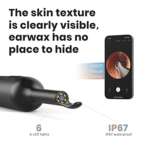 Ear Wax Removal Tool, Ear Cleaner Otoscope with Light, Ear Cleaning Kit with 12 Pcs Ear Set, Ear Wax Cleaner with 12 Ear Pick, Ear Camera for iPhone, iPad, Android Phones