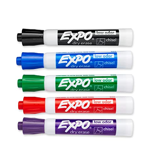 EXPO Low Odor Dry Erase Marker, Chisel Tip Markers, Whiteboard Markers, Assorted, 36 Count