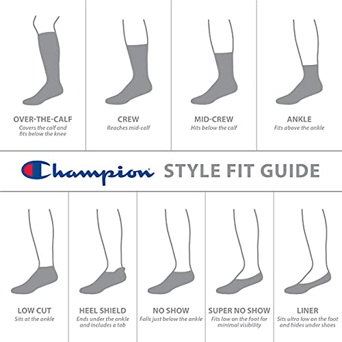 Champion Men's Double Dry Moisture Wicking Socks 6, 8, 12 Packs Availabe, Black Crew C-6 Pack, 12-14