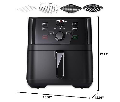 Instant Pot 5.7-QT Air Fryer Oven with Accessories, From the Makers of Instant Pot, Customizable Smart Cooking Programs, Digital Touchscreen, Dishwasher-Safe Basket, App with over 100 Recipes