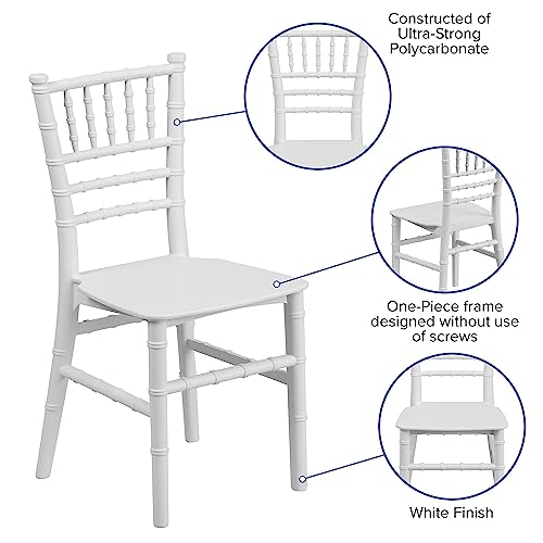 Flash Furniture HERCULES 10 Pack Child’s White Resin Party and Event Chiavari Chair for Commercial & Residential Use